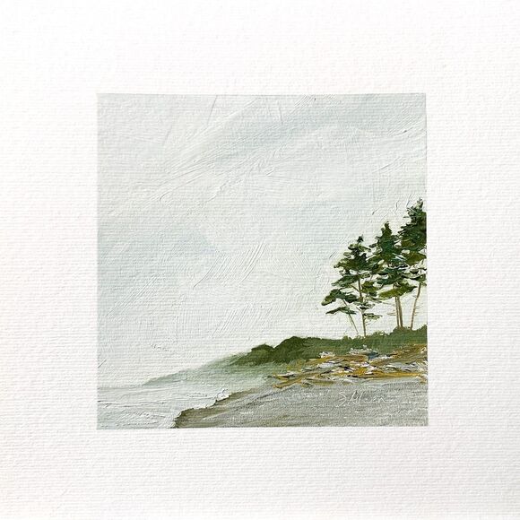Other - 8x8 PNW Original Oil Painting Olympic National Park Seascape Moody Coast Signed
